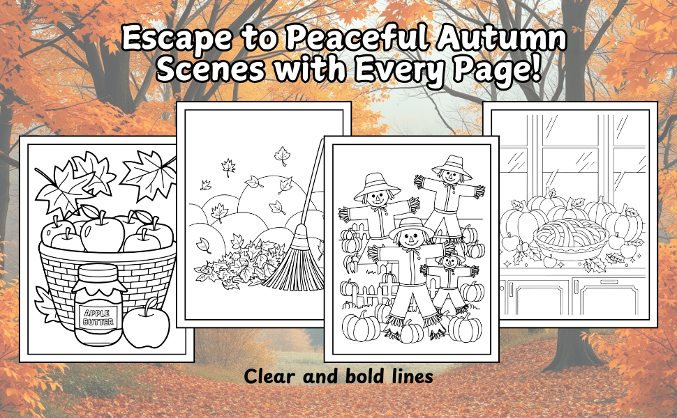 Escape to Peaceful Autumn Scenes with Every Page!