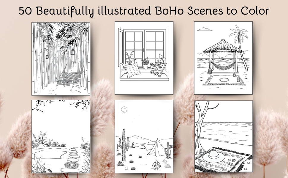 BoHo Scenes Coloring Book