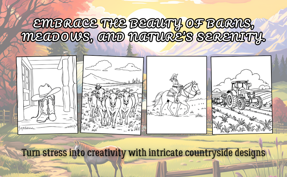 Experience the joy of peaceful countryside coloring today!